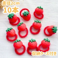 キッズ ベビー 苺 赤 小さい ヘアゴム 2cm 収納ケース付 10本セット イチゴ ストロベリー 髪ゴム