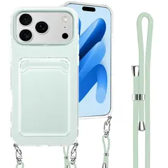 【新品】 iPhone 17 Pro 用 ケース 背面ポケット カード収納 ショルダー iPhone 17Pro 用 カバー 斜めかけ 縄掛け 肩掛け 首掛け ストラップ付き 薄型 軽量 TPU バンパー 韓国 可愛い かわいい アイフォン17プロ 用 ス 1