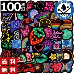 100枚 ステッカー ネオン ネオンサイン 防水 耐水 シール 0971