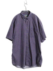 【お得なクーポン配布中!】 80s USA製 チャップス ラルフローレン 総柄 半袖 ボタンダウン シャツ メンズ XL ヴィンテージ ポロ コットン 大きいサイズ ポケット付き