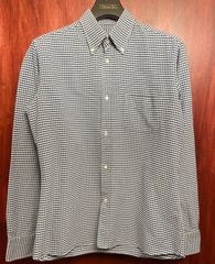 【INTERNATIONAL GALLARY BEAMS 取り扱い】 MADE IN ITALY製 ASTER ギンガムチェック柄長袖ボタンダウンシャツ ネイビー 39-15 1/2サイズ