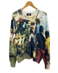 ステューシー STUSSY PETER TOSH PRINT SWEATER プリントセーター ニット プルオーバー セーター 総柄 マルチカラー Lサイズ 101MT-1999