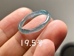 L13-109 高氷種 竹節 リング 青色 19.5号 グアテマラ産 A貨 本翡翠 くりぬき