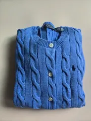 未使用級✳︎ポロラルフローレン現行ピマコットンブルーケーブルニット半袖正規品 2025年最新】ラルフローレン ニット 半袖 ブルーの人気アイテム