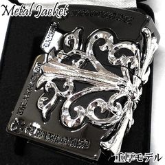 ZIPPO ライター メタルジャケット 超重厚 ブラックニッケル クロス ゴールド 黒銀 シルバー 大型3面メタル ジッポ ギフト 5面加工 彫刻デザイン メンズ 高級 アクセサリー 十字架 かっこいい プレゼント