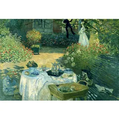 アンティーク フランス ヴィクトリア時代 ハンドペイント扇 風景画 角