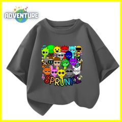 スプランキー sprunki 半袖Tシャツ 薄手トップス 灰色ダークグレー インクレディブル　ゲーム 90 100 110 120 130 140 150 160 子供服キッズ服