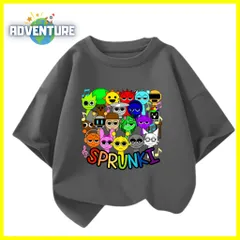 スプランキー sprunki 半袖Tシャツ 薄手トップス 灰色ダークグレー インクレディブル　ゲーム 90 100 110 120 130 140 150 160 子供服キッズ服 KK