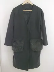 ◇ w closet ダブルクローゼット ロング 長袖 ノーカラー コート サイズF チャコールグレー系 レディース P  【中古】 【1210260001825】