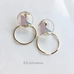 2way Circle color mosaic hoop pierce/earring
