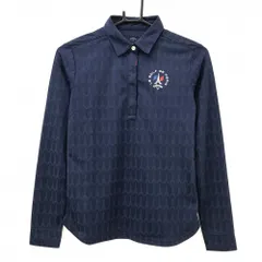 【新品】キャロウェイ 長袖ポロシャツ ネイビー 地模様 ロゴ刺しゅう  レディース S ゴルフウェア Callaway