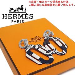 HERMES 黒青オーバル型ピアス - メルカリ