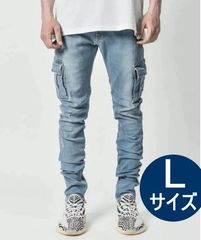 10%OFF  ライトブルー Lサイズ　デニム　ジーンズ　スキニー　新品　作業着　ストレッチ