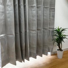【防炎・2級遮光】厚地カーテン　立湧文様　ウェーブ柄　グレー　巾138cm×丈202cm　1枚入り