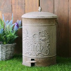 ゴミ箱 おしゃれ かわいい ふた付き ペダル式 蓋つき ダストボックス ブリキ 玄関 ベランダ ヴィンテージなブリキのダストボックス