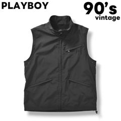 90sヴィンテージ プレイボーイ PLAYBOY ジップアップ ウィンドベスト M ブラック メンズ