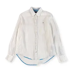 リネン100% TOMMY HILFIGER トミーヒルフィガー BD ボタンダウン 長袖シャツ M/ホワイト メンズ