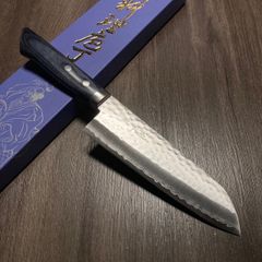 増谷刃物 訓平作 三徳包丁 VG1槌目 口金有 スコッチ柄 アウトレット品 増谷刃物 訓平作 三徳包丁 VG1槌目 口金有 スコッチ柄