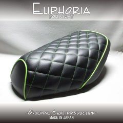□【DIO ディオ AF27 AF28 SR ZX】張替え済♪　カスタムシート　黒/ライムグリーン　ダイヤ柄《Euphoria》□MK56551