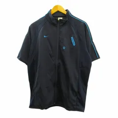 ナイキ NIKE 美品 ドライフィット Tシャツ 半袖 ジップアップ 大きいサイズ グレー 青 ブルー XL ●ECO