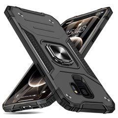 【人気商品】一体型 軽量 360度回転 薄型 防塵 全面保護カバー 二重構造 ギャラクシー PC+TPU S9 S9 スタンド機能 ケース ケース SC-02K 米国軍事MIL標準取得 SCV38 落下防止 耐衝撃 ケース 衝撃吸収 黒 リング MJJ-SJ-のサムネイル