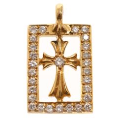 CHROME HEARTS (クロムハーツ) 22K FRMD OPN BBYFAT P/D 22K フレームドオープン ベイビーファット PAVEダイヤ ゴールドネックレストップ