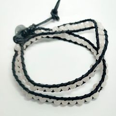 天然石 ホワイトジェード 2連 本革 ラップ ブレスレット パワーストーン ジェムストーン センティペイド AUULA jewelry 122441