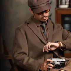 秋冬 コーデ メンズ  服 シンプル ファッション オシャレ 大人 かっこいい 大きいサイズ ストリート 紳士服  アメリカン レトロ ハイエンド ウール コート ジャケット ゆったり カジュアル スーツ