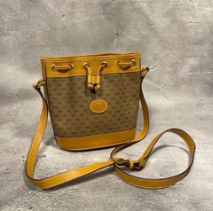 GUCCI グッチ オールドグッチ GG柄 巾着 ショルダーバッグ イエロー ヴィンテージ M1-1398