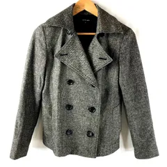 ロートレアモン LAUTREAMONT コート テーラード ダブルボタン ツイード 裏地付き 日本製 ブラック系 2サイズ 2025042300091