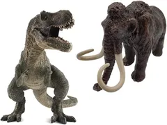 UTST ティラノサウルス フィギュア マンモス 恐竜 おもちゃ きょうりゅう 6＋ 緑ティラノサウルス＋マンモス