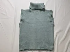 【213099】DKNY ダナキャランニューヨーク  ノースリーブ　ニット　タートルネック　ウール100％　S  ・ ライトブルーふ