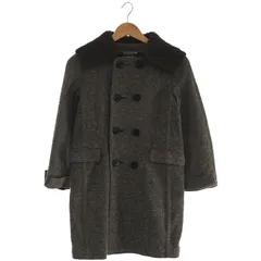 Umii 908 / ウミ908 | コットン ナイロン ヘリンボーン ニットカラー ハイネック ダブル ピーコート | 1 | ブラウン | レディース