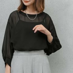 2605131 MESH FORM SLEEVE BLOUSE ブラック 1 - メルカリ