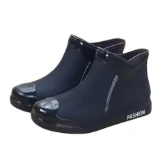 [ALVEIN] レインブーツ 防水 滑り止め レディース 雨靴 ショートブーツ 雨の日 通勤 通学 梅雨対策 カジュアル 履きやすい ウォーター プルーフ (ブラック, 25.0 cm) [ブラック] [25.0 cm]