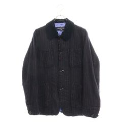 COMME des GARCONS HOMME (コムデギャルソンオム) 10AW コーデュロイカラー ピンストライプ ウール縮絨 ジャケット ネイビー HF-J060 AD2010