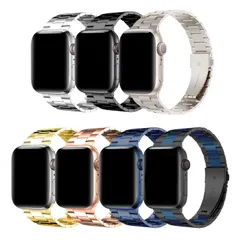 Apple watch 38mm / 40mm / 41mm 用 三連メタルベルト 22 × 18mm幅 メンズ ブラック