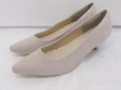 ◇ LELIEN PLUS ポインテッドトゥ プレーン ローヒールパンプス サイズ39 ピンクベージュ レディース P  【1302170003348】