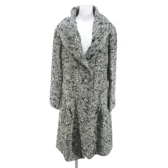 ユキトリイ YUKI TORII ニットコート ロング丈 ツイード 40 灰系 グレー 日本製 ポケット 毛 ウール モヘヤ アルパカ 裏地