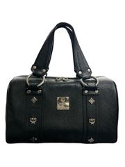 MCM／Pebbled leather silver studs logo Mini Boston Bag（ペブルドレザー シルバー スタッズ ロゴ ミニボストンバック）