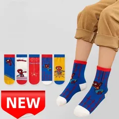 ✨新品✨スパイダーマン 靴下 5足セット キッズソックス 14-18cm 子供用 男の子 カジュアル 可愛い キャラクター 人気 プレゼント 誕生日 入園 入学 普段使い コレクション スーパーヒーロー コットン混 カラフル 通学 通園 キャラクターソックス
