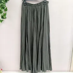 [Alphabet's Alphabet]アルファベッツアルファベット プリーツスカート ロングスカート レディース 古着 フリーサイズ カーキ（い-13，オ ）