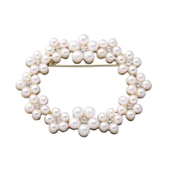 【ゴールド×ワンサイズ】[Cream dot. クリームドット公式] ブローチ フォーマル 卒業式 卒園式 入学式 入園式 ママ スーツ ピン パール 小粒 リース オーバル型 フラワー 花 ビジュー 