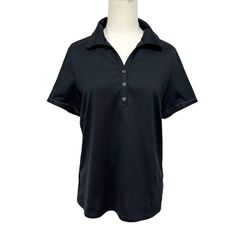 中古 バーバリーロンドン BURBERRY LONDON 半袖シャツ カットソー クリーニング済み 黒 チェック柄 レディース 大きいサイズ 5