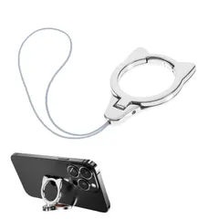 【迅速発送】スマホリング スマホスタンド 2in1 落下防止 猫 かわいい 猫耳 スマホアクセサリー スマホストラップ 携帯ストラップ スタンド リングストラップ スマホ落下防止 さびない 丈夫 携帯電話ホルダーストラップ 多機能クリエイティブリングバックル、