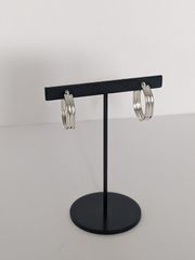 ピアスシルバー925光沢のある六角形のピアス