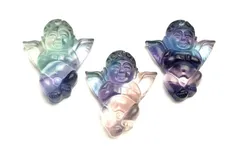 天使 エンジェル 穴あき フローライト 31x25mm 彫刻品 1個売り パワーストーン 天然石 _PR3023