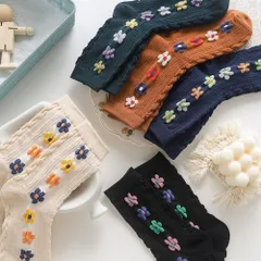 花柄 刺繍 ソックス セット靴下 レディース 秋冬コーデ ワンポイント 韓国 かわいい まとめ売り セット スニーカー  脱げない  可愛い   おしゃれ  カラフル  セクシー ゆったり  安い   ロリ プレゼント  チェック 丈   アンクル