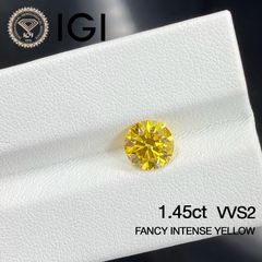 1.45ct VVS2 Fancy Intense Yellow ラボグロウンダイヤモンド ルース ラボダイヤ ファンシーインテンスイエロー IGI鑑定書付 ラウンドブリリアントカット イエローダイヤモンド リング用 ネックレス用 オーダーメイド対応