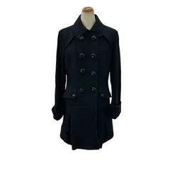 186005 現状品 BURBERRY BLUE LABEL バーバリー ブルーレーベル ロングコート 黒  裏地チェック レディース